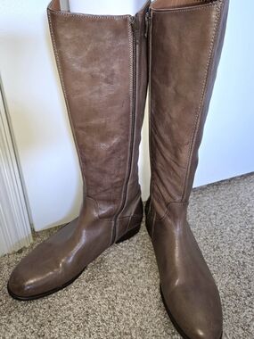 Carlo Pazolini Distressed Brown Leather Knee High Riding Boots - Made In Italy -